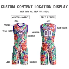Green White-Purple Graffiti Pattern Mesh Basketball Jersey 3