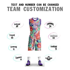 Green White-Purple Graffiti Pattern Mesh Basketball Jersey 4