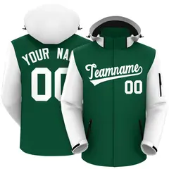 Green White Raglan Sleeves Wind and Rain Jacket