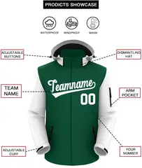 Green White Raglan Sleeves Wind and Rain Jacket 2