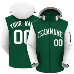 Green White Raglan Sleeves Wind and Rain Jacket