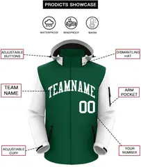 Green White Raglan Sleeves Wind and Rain Jacket 2