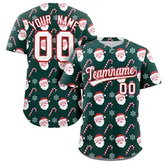 Green White-Red Christmas Graffiti Striped Baseball Jersey