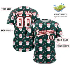 Green White-Red Christmas Graffiti Striped Baseball Jersey 2