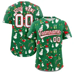 Green White-Red Christmas Graffiti Striped Baseball Jersey