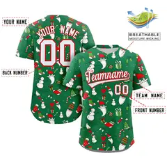 Green White-Red Christmas Graffiti Striped Baseball Jersey 2