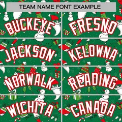 Green White-Red Christmas Graffiti Striped Baseball Jersey 3