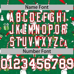 Green White-Red Christmas Graffiti Striped Baseball Jersey 4