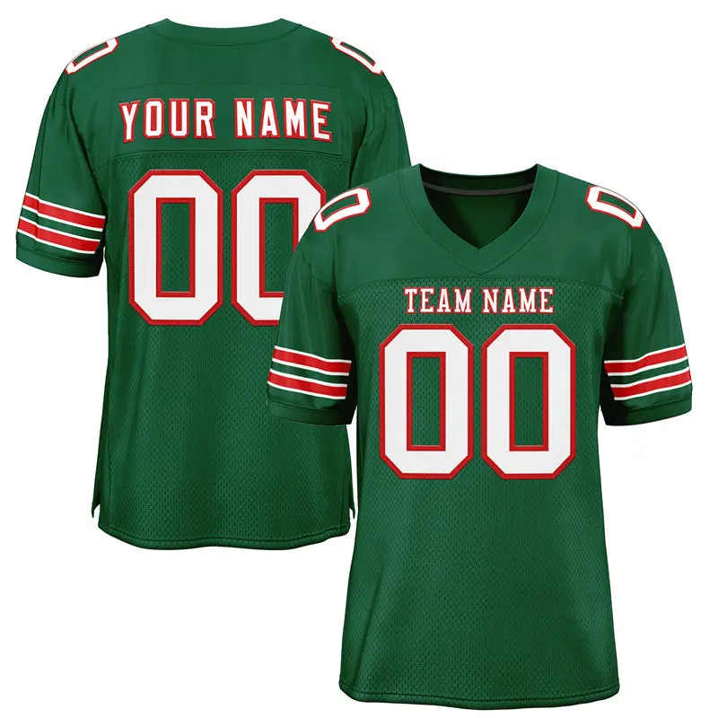 Green White-Red Classic Style Mesh Football Jersey
