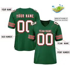 Green White-Red Classic Style Mesh Football Jersey 2