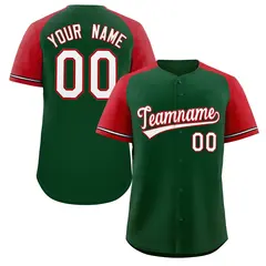 Green White-Red Raglan Sleeves Authentic Baseball Jersey
