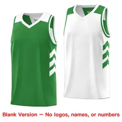 Green White Reversible Double Side Basketball Jersey 7