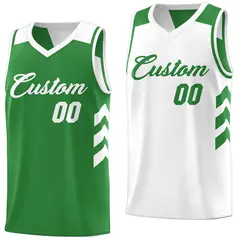 Green White Reversible Double Side Basketball Jersey 1