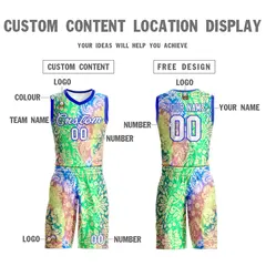 Green White-Royal Graffiti Pattern Mesh Basketball Jersey 3