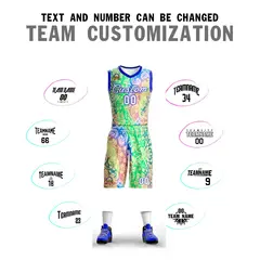 Green White-Royal Graffiti Pattern Mesh Basketball Jersey 4