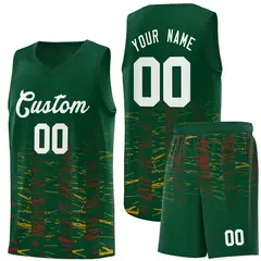 Green White Scratches Pattern Basketball Jersey