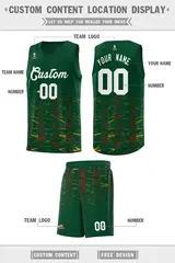 Green White Scratches Pattern Basketball Jersey 2