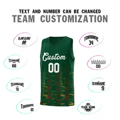Green White Scratches Pattern Basketball Jersey 3
