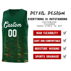 Green White Scratches Pattern Basketball Jersey 4