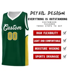 Green White Side U-Shaped Double Side Basketball Jersey 3