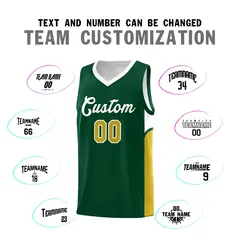 Green White Side U-Shaped Double Side Basketball Jersey 4