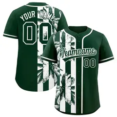 Green White Split Coconut Tree Design Baseball Jersey 1