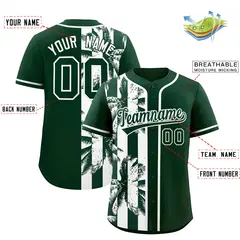 Green White Split Coconut Tree Design Baseball Jersey 2