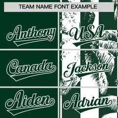 Green White Split Coconut Tree Design Baseball Jersey 3