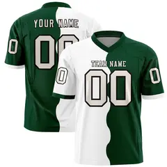 Green White Split Fashion Mesh Football Jersey 1