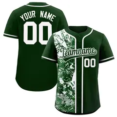 Green White Split Graffiti Raglan Sleeve Baseball Jersey 1