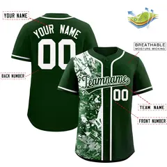 Green White Split Graffiti Raglan Sleeve Baseball Jersey 2