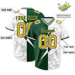 Green White Split Lightning Pattern Football Jersey 2