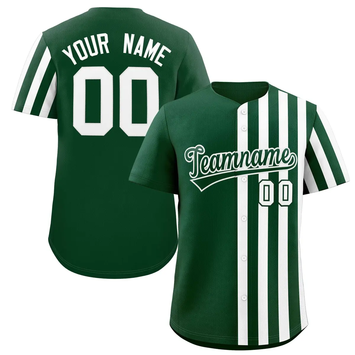 Green White Thick Stripe Authentic Baseball Jersey
