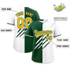 Green White Tiger Claw Scratch Split Baseball Jersey 2