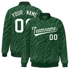 Green White Tiger Stripes Graffiti Bomber Varsity Jacket