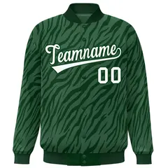 Green White Tiger Stripes Graffiti Bomber Varsity Jacket 3