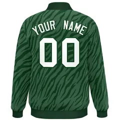 Green White Tiger Stripes Graffiti Bomber Varsity Jacket 4