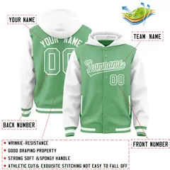 Green White Two Tone Raglan Varsity Letterman Jacket Hoodie 4