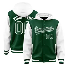 Green White Two Tone Raglan Varsity Letterman Jacket Hoodie 1