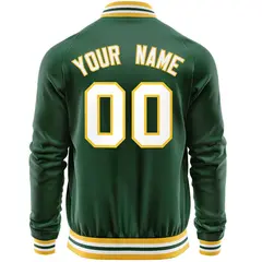 Green White Varsity Full-Zip Letterman Baseball Jacket 6