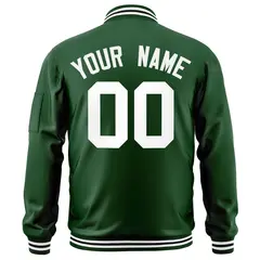 Green White Varsity Full-Zip Letterman Bomber Jacket 4