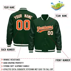 Green White Varsity Jacket with Faux Leather Sleeves 2