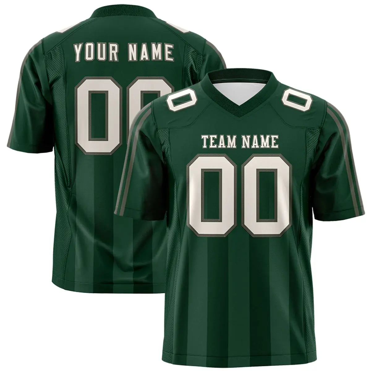 Green White Vertical Fine Stripe Gradient Football Jersey