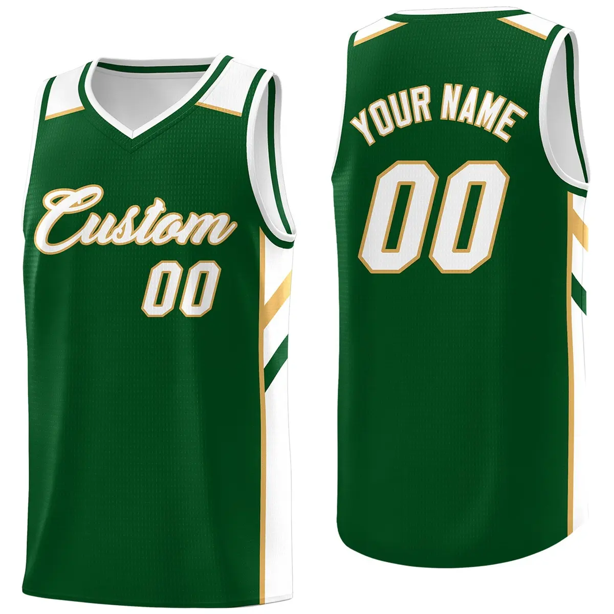 Green White-Yellow Classic Breathable Basketball Jersey