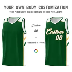 Green White-Yellow Classic Breathable Basketball Jersey 3