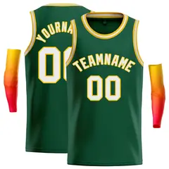 Green White-Yellow Classic Casual Basketball Jersey