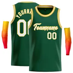 Green White-Yellow Classic Casual Basketball Jersey