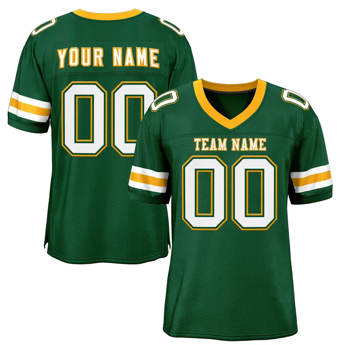 Green White-Yellow Classic Mesh Authentic Football Jersey