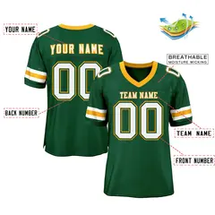 Green White-Yellow Classic Mesh Authentic Football Jersey 2