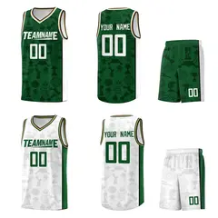 Green White-Yellow Double Side Sets Basketball Jersey 2